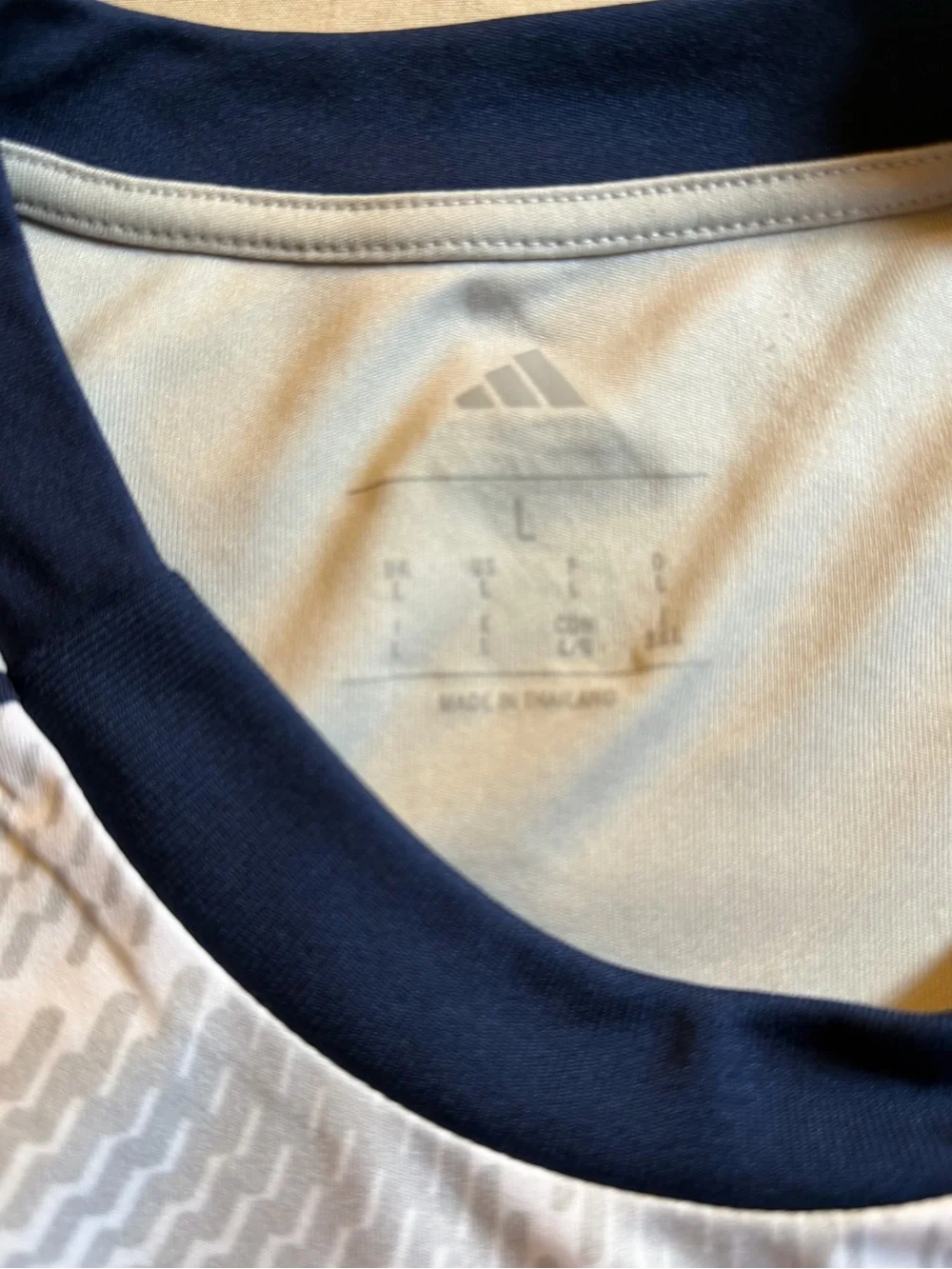 adidas White and Navy Athletic Soccer Jersey